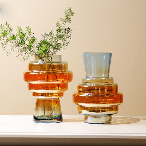 Orange and Blue Gradient Glass Vase Set of 2 (A & B) by Accent Collection Home Decor
