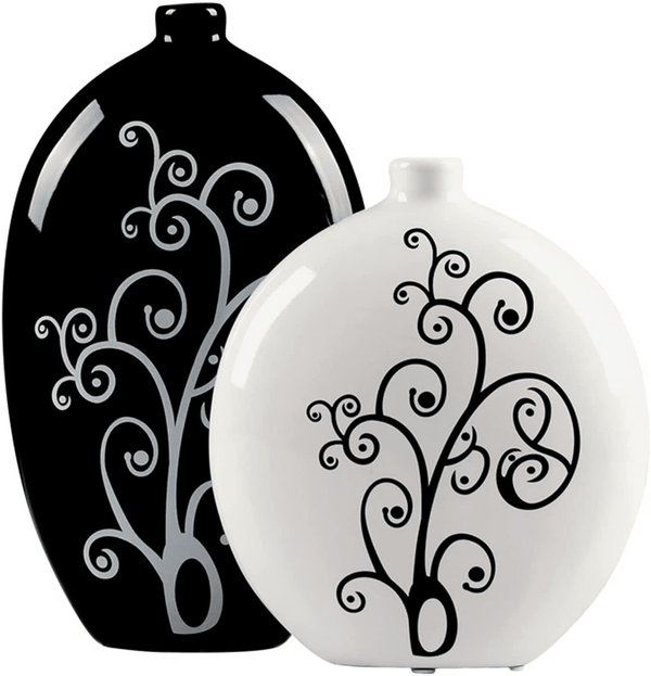 Pair of Black and White Oval Vases by Accent Collection