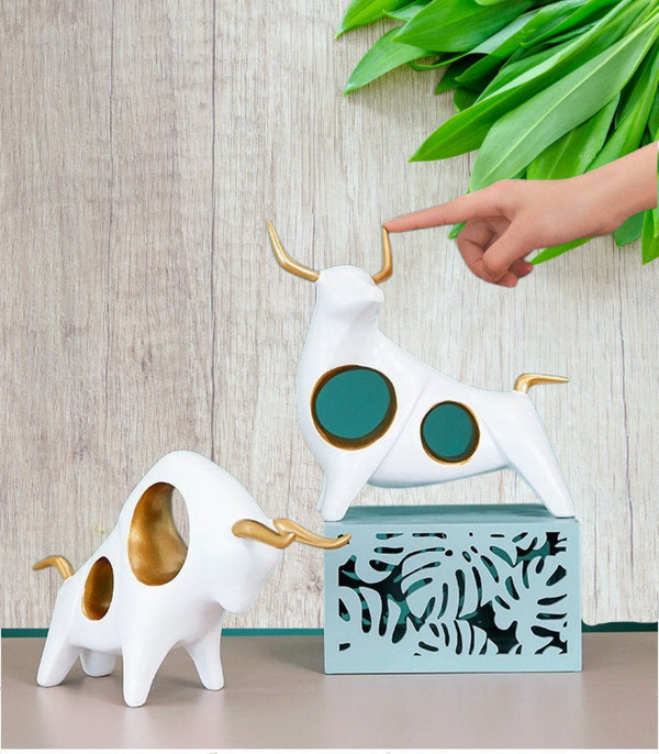 Pair of Bull Decorative Figurines for Home Decor Desk Decor Animal Figurine Living Room Decor Office Decor by Accent Collection Home Decor
