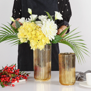 Pair of Gold Luxury Ceramic Vase For Home Decor or Gifts by Accent Collection