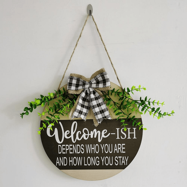 Quirky Welcome Sign for Wall Decor Small Leaf: Dia 12 Inch / Green by Accent Collection Home Decor