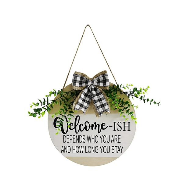 Quirky Welcome Sign for Wall Decor Small Leaf: Dia 12 Inch / Offwhite by Accent Collection Home Decor