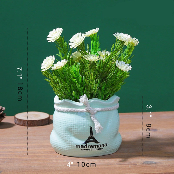 Set of 2 Mini Artificial Faux Planters in Shape of Sack by Accent Collection Home Decor