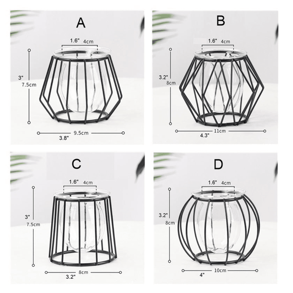 Small Geometric Flower Vase for Modern Home Decoration Set of 4 (A,B,C,D) / Black by Accent Collection Home Decor
