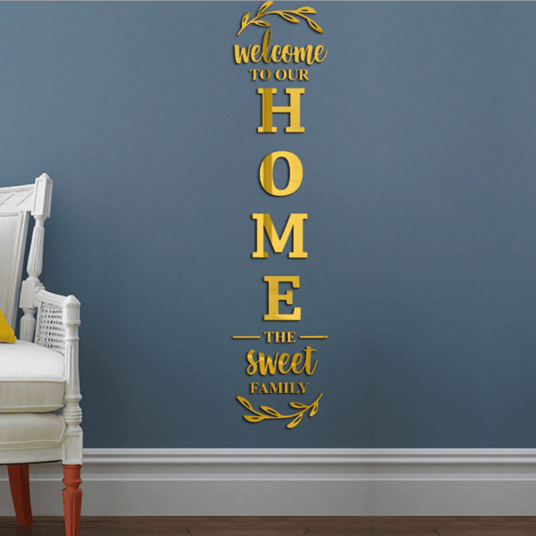 Stylish DIY 3D Acrylic HOME Wall Stickers for Empty Walls 59*13 Inch / Gold by Accent Collection Home Decor