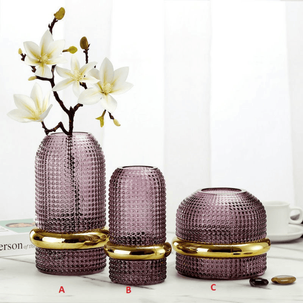 UFO Luxurious Vase with Golden Ring Large - 6*10 Inch / Purple by Accent Collection Home Decor