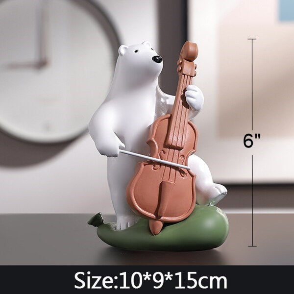 White Bear Statue for Children’s Room - Music Lovers Cello by Accent Collection Home Decor