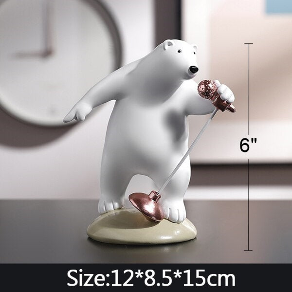 White Bear Statue for Children’s Room - Music Lovers Singer by Accent Collection Home Decor