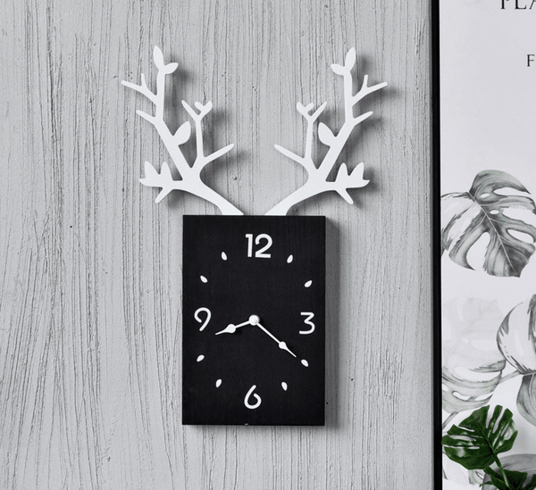 Wooden Deer Clock for Home Décor Black / 7.5*20 Inch by Accent Collection Home Decor