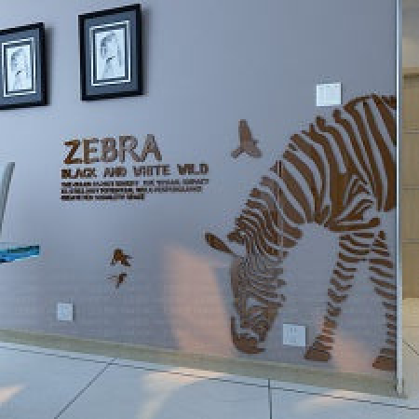 Zebra DIY 3D Acrylic Wall Sticker for Nursery and Decoration Small - Whole Size 35.5*43.5 Inch / Gold by Accent Collection Home Decor